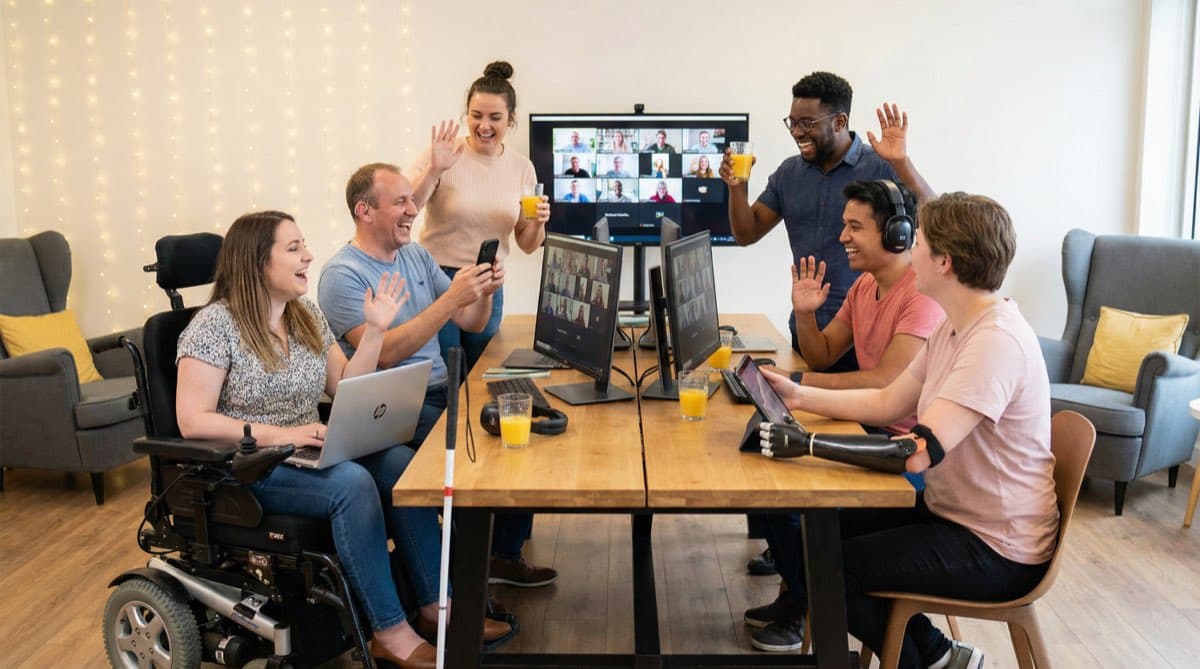 Team celebrating together